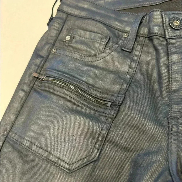 AG Adriano Goldschmied black leather look jeans. Zipper on front pockets size 26 - Picture 8 of 13